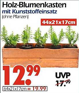 Holz-Blumenkasten mit Kunsteinsatz (ohne Pflanzen)