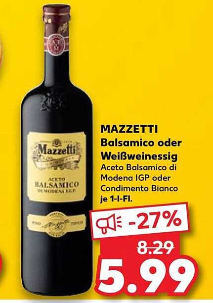 MAZZETTI Balsamico oder Weißweinessig Aceto Balsamico di Modena IGP oder Condimento Bianco je 1-l-Fl.