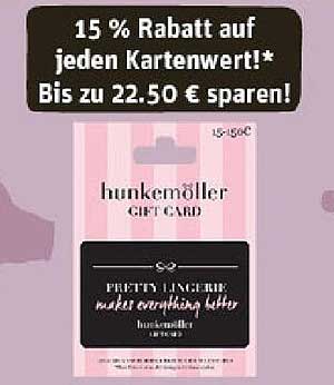 15 % Rabatt auf jeden Kartenwert von Hunkemöller – Bis zu 22,50 € sparen!