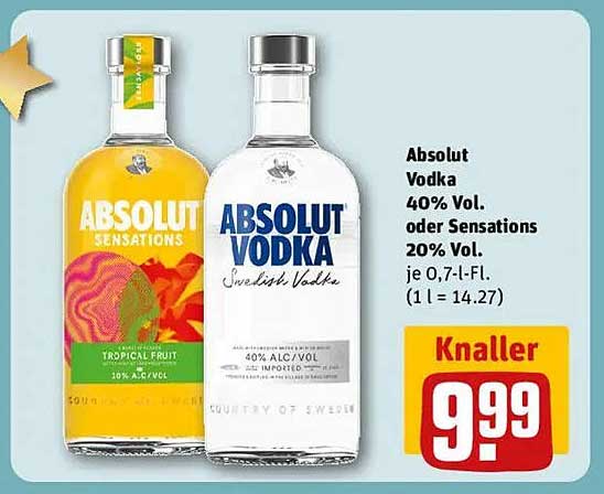 Absolut Vodka 40% Vol. oder Absolut Sensations 20% Vol.