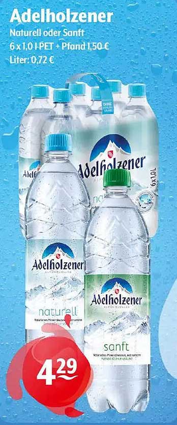Adelholzener Mineralwasser 6 x 1,0 l PET – Natur oder Sanft