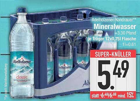 Adelholzener/Kondrauer Mineralwasser im praktischen Träger