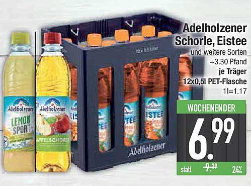 Adelholzer Schorle, Eistee und weitere Sorten 12x0,5 PET-Flasche
