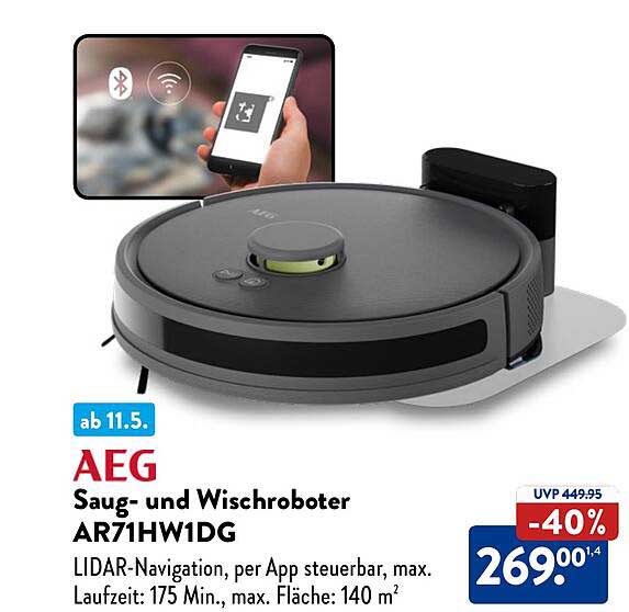 AEG Saug- und Wischroboter AR71HW1DG - 40% Rabatt!
