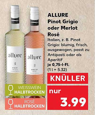 ALLURE Pinot Grigio oder Merlot Rosé