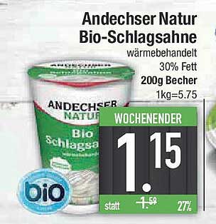 Andechser Natur Bio-Schlagsahne 200g