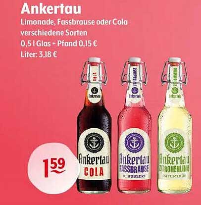 Ankertau Limonade, Fassbrause oder Cola – verschiedene Sorten