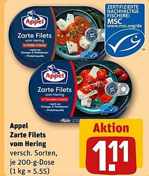 Appel Zarte Filets vom Hering, verschiedene Sorten, je 200-g-Dose