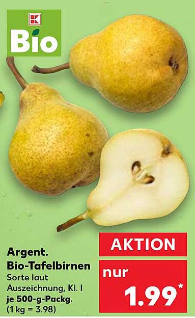 Argent. Bio-Tafelbirnen je 500-g-Pack.
