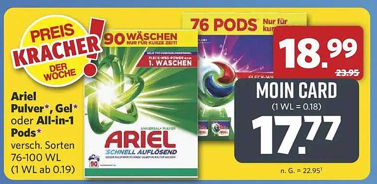 Ariel Pulver, Gel oder All-in-1 Pods – Preis Kracher der Woche!