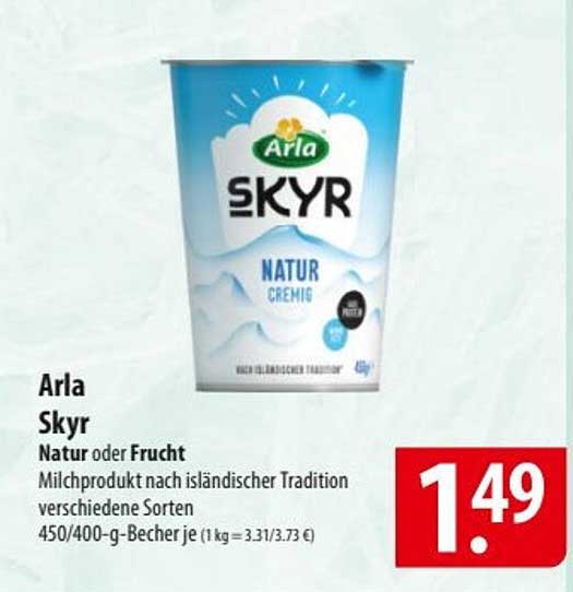 Arla Skyr Natur oder Frucht 450/400-g-Becher
