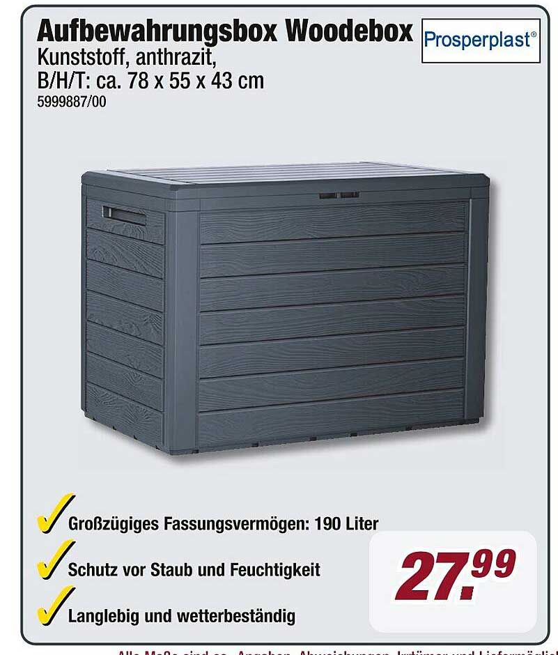Aufbewahrungsbox Woodebox, anthrazit