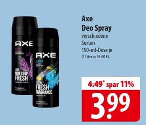 Axe Deo Spray verschiedene Sorten 150-ml-Dose