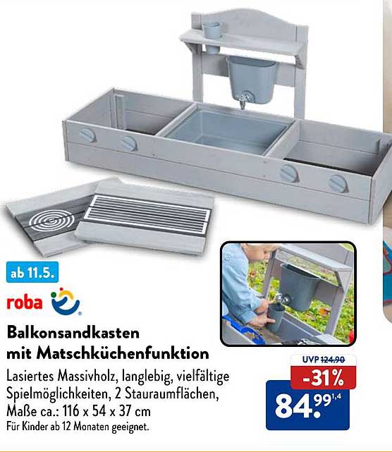Balkonsandkasten mit Matschküchenfunktion