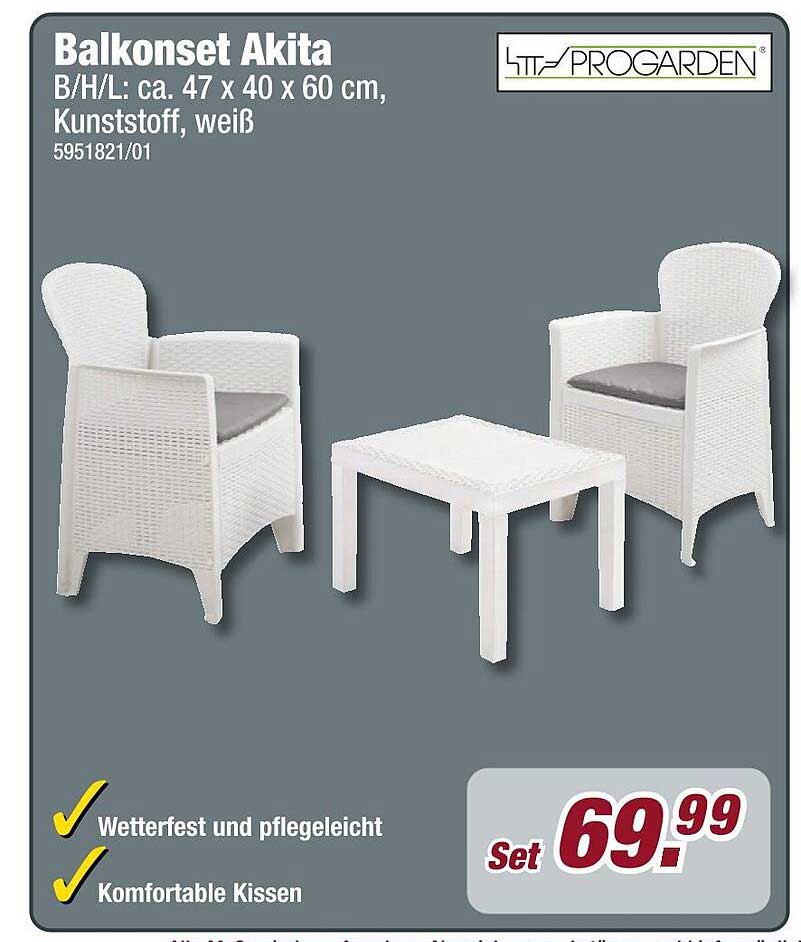 Balkonset Akita - Set mit zwei Stühlen und einem Tisch