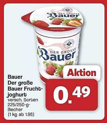 Bauer Der große Fruchtjoghurt, verschiedene Sorten