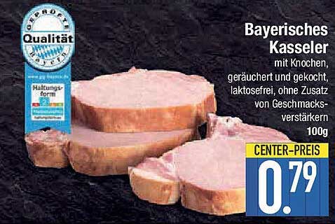 Bayerisches Kasseler mit Knochen, geräuchert und gekocht