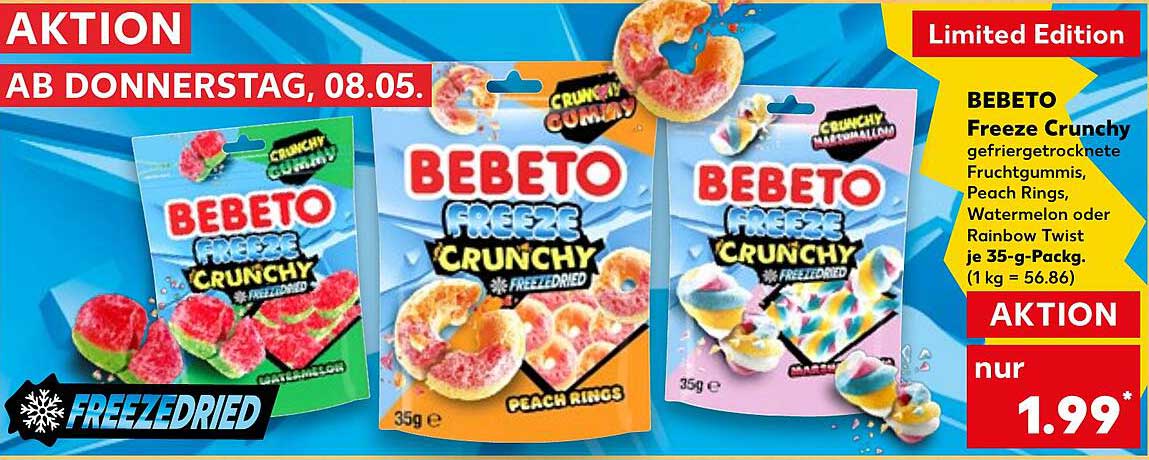 BEBETO Freeze Crunchy gefriergetrocknete Fruchtgummis - Limited Edition