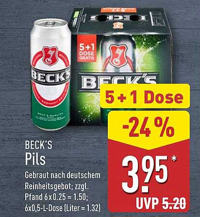 BECK'S Pils 5+1 Dose – jetzt im Aldi Nord-Prospekt!