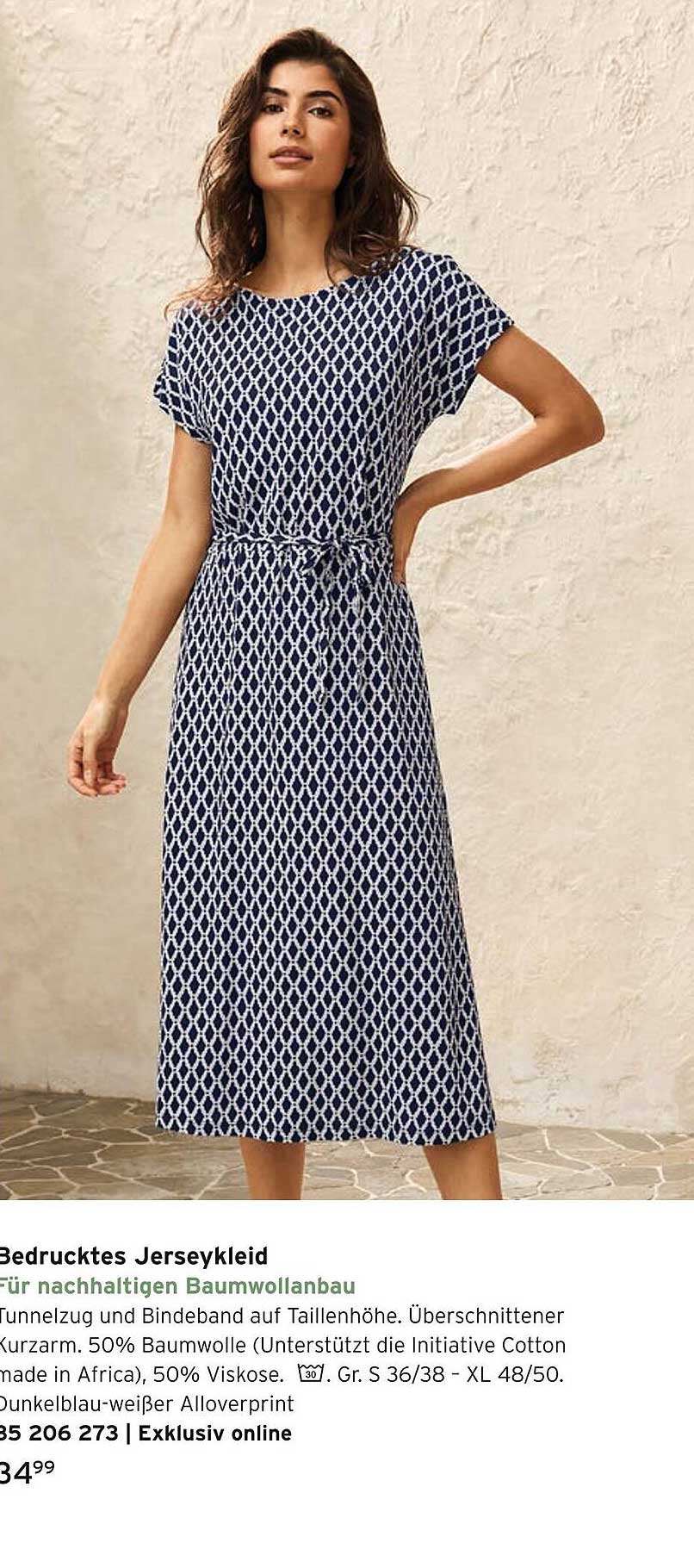 Bedrucktes Jersey Kleid für nachhaltigen Baumwollanbau