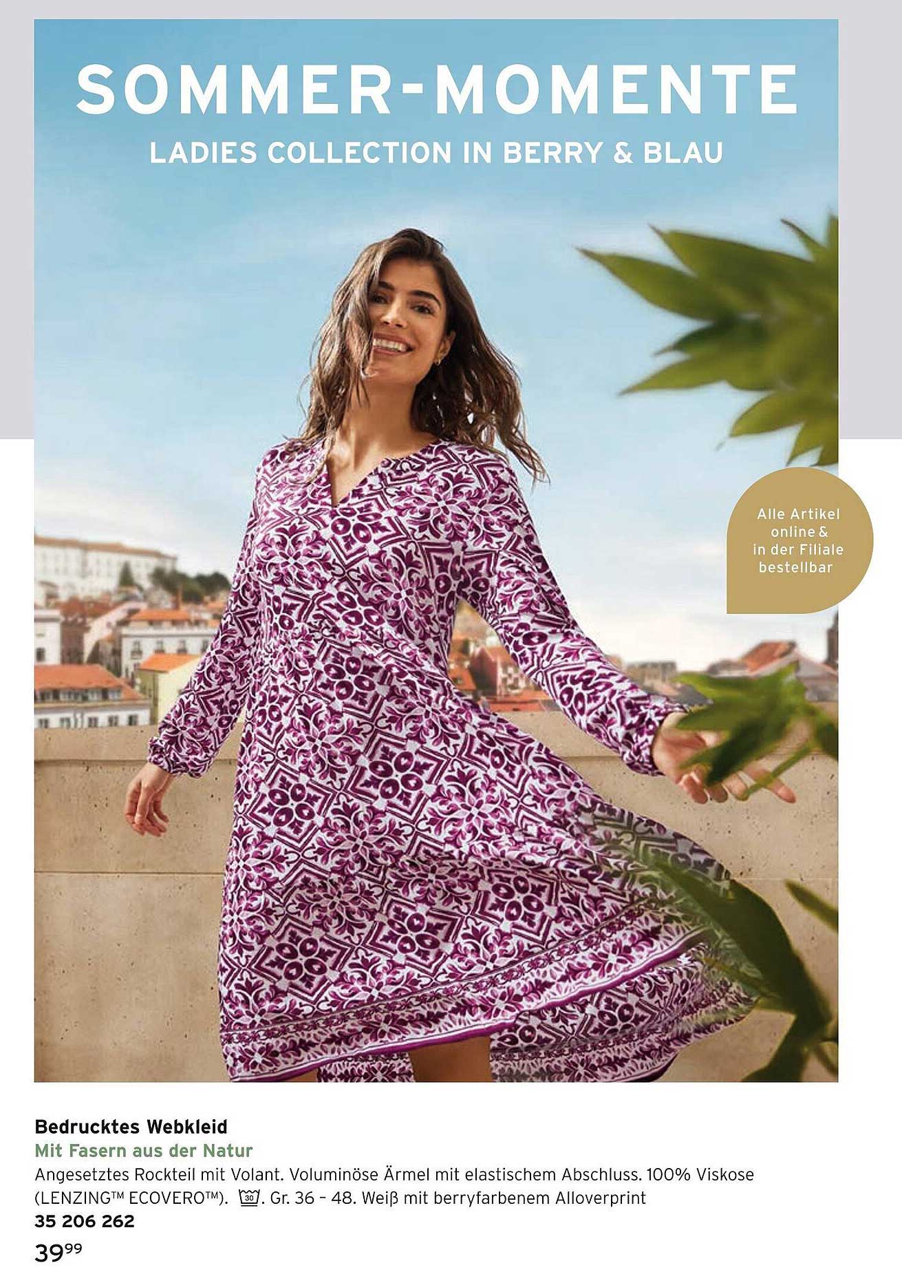 Bedrucktes Webkleid mit Fasern aus der Natur