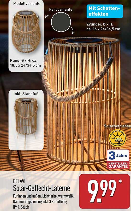 BELAVI Solar-Geflecht-Laterne