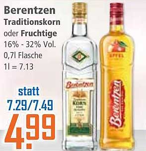 Berentzen Traditionskorn oder Fruchtige 0,7l Flasche