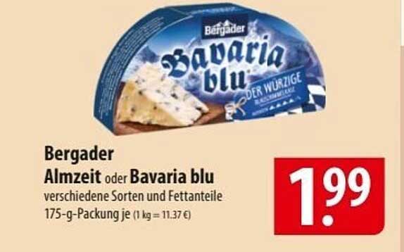Bergader Almzeit oder Bavaria blu, 175-g-Packung