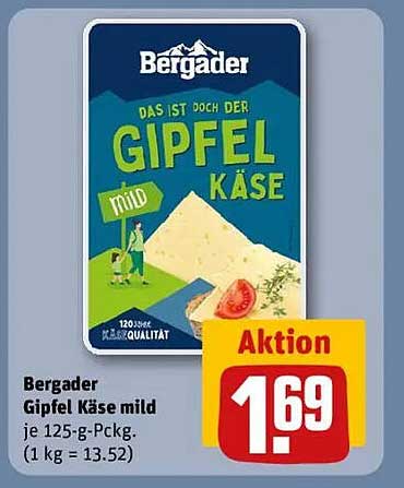 Bergader Gipfel Käse mild 125-g-Packung