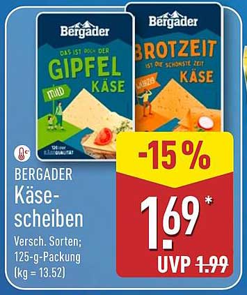 Bergader Käse-Scheiben - verschiedene Sorten