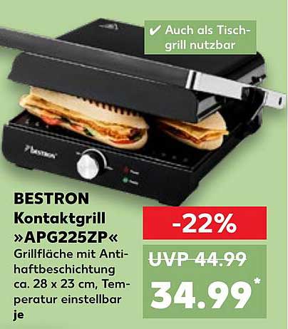 BESTRON Kontaktgrill »APG225ZP« - Ideal für jedes Grillfest