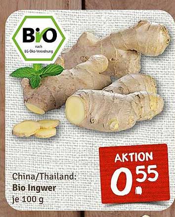 Bio Ingwer je 100 g zum Aktionspreis