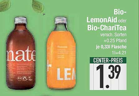 Bio-LemonAid oder Bio-ChariTea - verschiedene Sorten