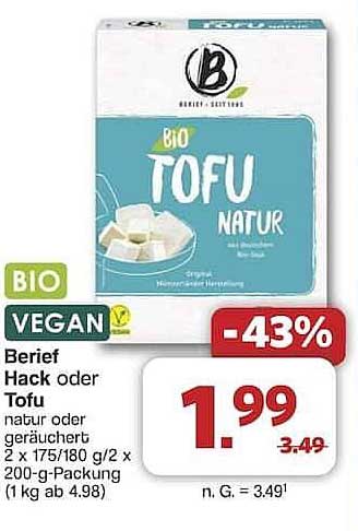BIO Tofu Natur von Berief - 43% Rabatt