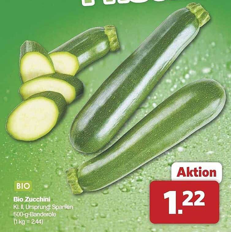 Bio Zucchini Kl. II, Ursprung: Spanien - 500 g-Banderole