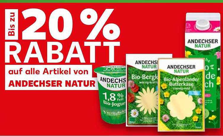 Bis zu 20 % Rabatt auf alle Artikel von ANDECHSER NATUR