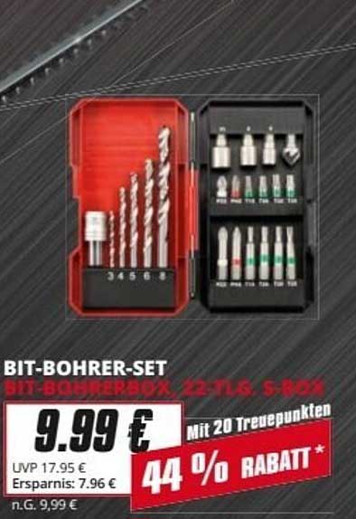 BIT-BOHRER-SET BIT-BOHRERBOX, 22-TLG. S-BOX