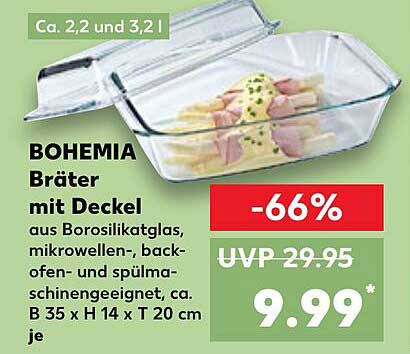 BOHEMIA Bräter mit Deckel aus Borosilikatglas