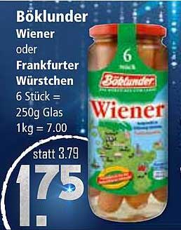 Böklunder Wiener oder Frankfurter Würstchen 6 Stück = 250g Glas