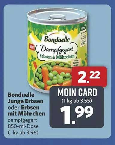 Bonduelle Junge Erbsen oder Erbsen mit Möhren 850-ml-Dose