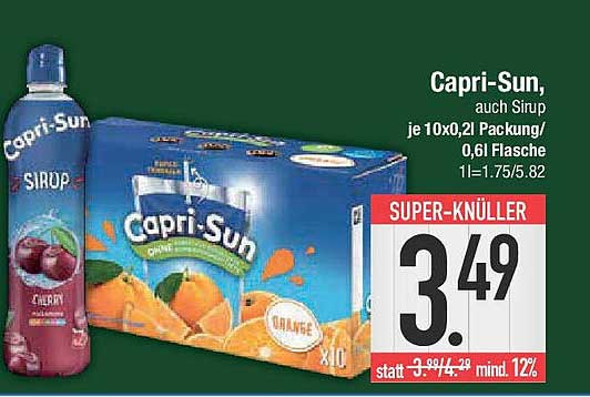 Capri-Sun, auch Sirup je 10x0,2l Packung / 0,6l Flasche