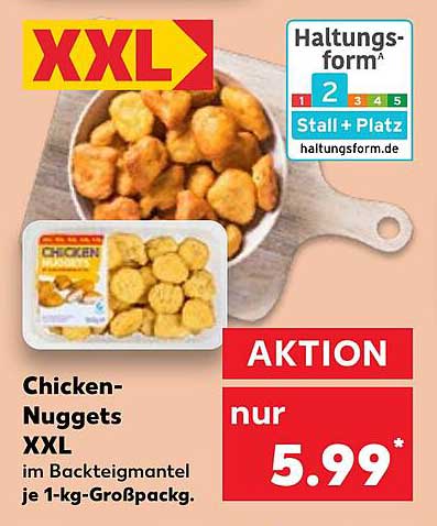 Chicken-Nuggets XXL im Backteigmantel je 1-kg-Großpackung