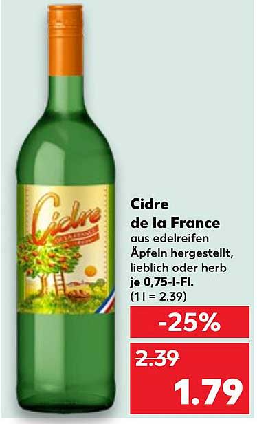 Cidre de la France - 0,75 l Flasche, lieblicher oder herber Geschmack