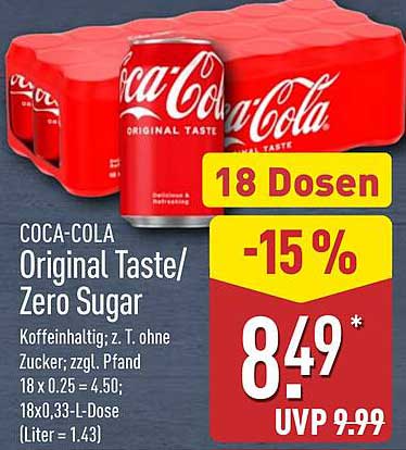 COCA-COLA Original Taste/Zero Sugar 18 Dosen