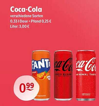 Coca-Cola verschiedene Sorten 0,33 l Dose