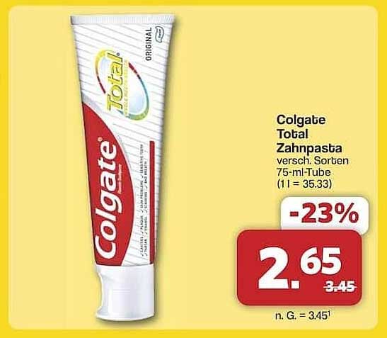 Colgate Total Zahnpasta 75-ml-Tube – Jetzt zum Spitzenpreis!