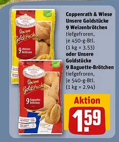 Coppenrath & Wiese Unsere Goldstücke 9 Weizenbrötchen oder 9 Baguette-Brötchen