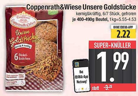 Coppenrath&Wiese Unsere Goldstücke Dinkel-Brötchen, gefroren, je 400-490g Beutel
