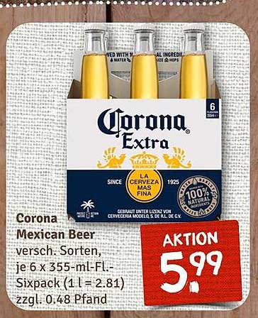 Corona Mexican Beer, 6er-Pack (355 ml Fl.), verschiedene Sorten