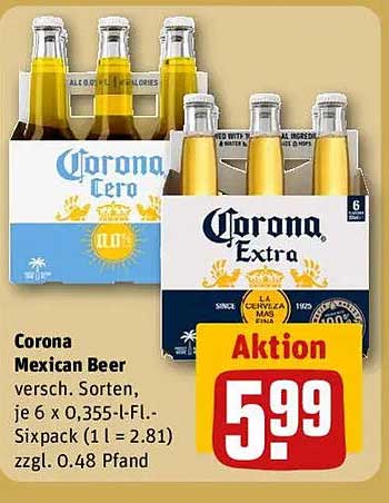 Corona Mexican Beer - verschiedene Sorten, 6 x 0,355 l Flasche
